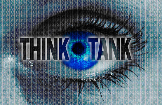 thinktank eye looks at viewer concept background