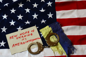 Partnership in colonial stile. USA and Ukraine Flag
