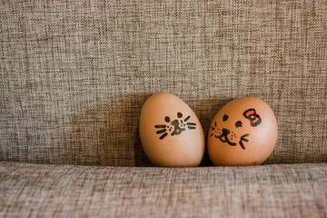 Funny easter rabbit eggs, lover eggs couple