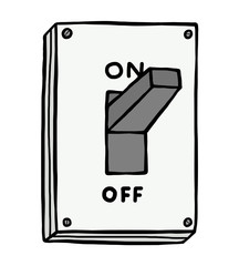 On electric switch / cartoon vector and illustration, hand drawn style, isolated on white background.