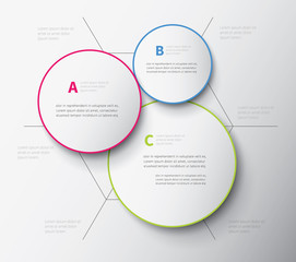 three infographic circle in background / modern infographics with shadow and abc options