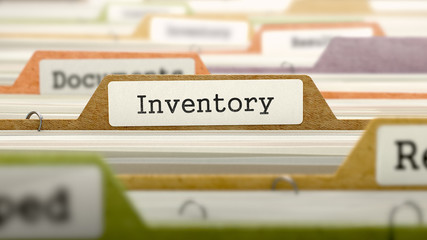 Inventory Concept on Folder Register in Multicolor Card Index. Closeup View. Selective Focus. 3D Render.