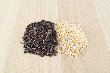 Rice thai black, brown rice, carnaroli rice