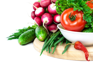 Fresh vegetables isolated on a white background