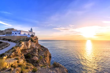 Zelfklevend Fotobehang Albir lighthouse beautifully located on top of a cliff © maylat