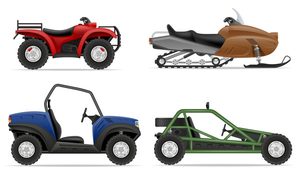 Fototapeta set icons atv automobile off roads vector illustration