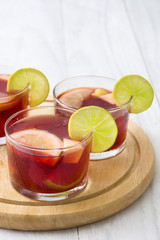 Spanish sangria with fruit and ice
