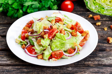 Fresh healthy Classic Caesar salad on plate