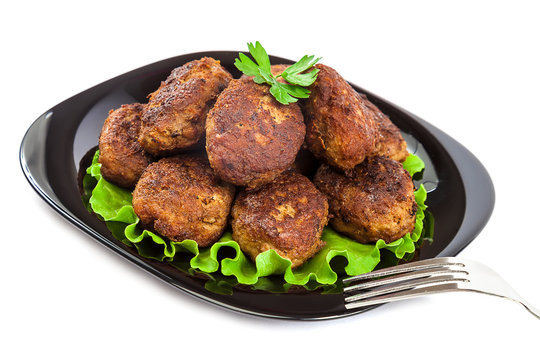 Meat balls on white background.
