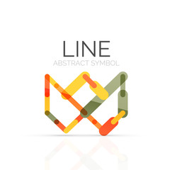 Linear abstract logo, connected multicolored segments of lines geometrical figure