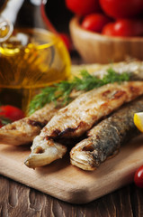 Russian fish smelt on the wooden table