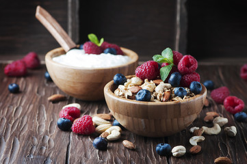 Homemade muesli with berry and nuts