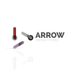 Linear arrow abstract logo, connected multicolored segments of lines in directional pointer figure