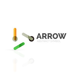 Linear arrow abstract logo, connected multicolored segments of lines in directional pointer figure