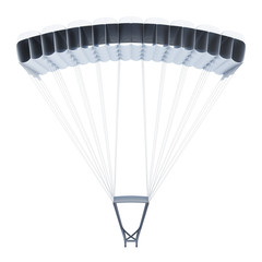 Frontal image of a parachute on white background. 3d rendering.