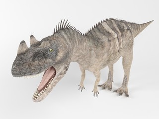 3d render of a Dinosaur inside a white stage