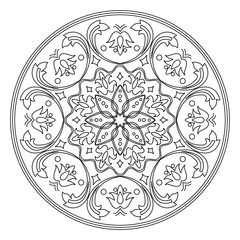 Vector mandala in black and white.