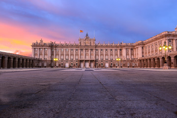 Fototapeta na wymiar Royal Palace in Madrid,Spain at dusk