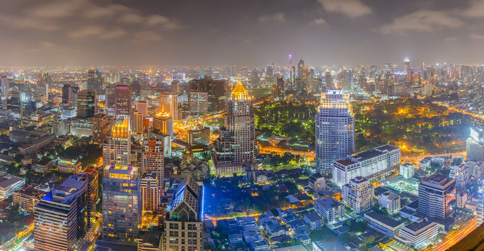 Bangkok city at colorful nightlife, This is a largest city in Southeast Asia and this is shopping center.