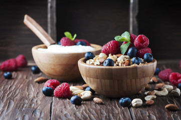 Homemade muesli with berry and nuts
