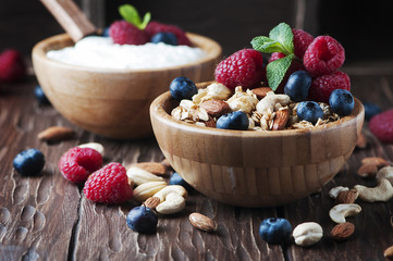 Homemade muesli with berry and nuts