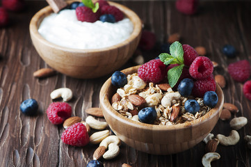Homemade muesli with berry and nuts