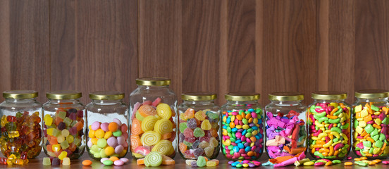 Sugary candy in a glass jar