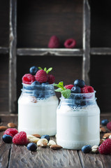 Healthy yogurt with belly and nuts