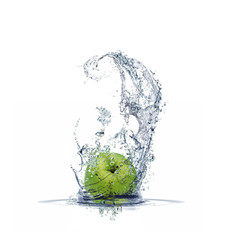 water splashing with fruits
