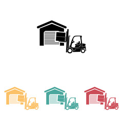 warehouse and forklift delivery truck  icon