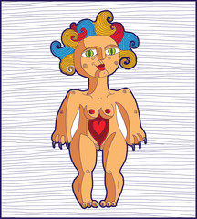 Nude woman graphic vector illustration. Femininity concept 