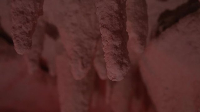 Stalactites in a salt cave.