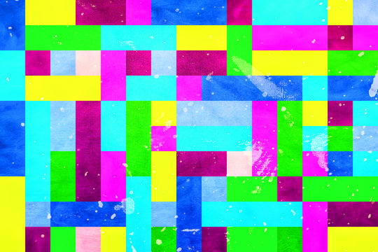 Abstract Background Illustration Similar To Pixels In Vivid Colors With Added Texture.