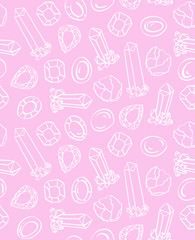 Set of magical crystals. Jeweler seamless pattern