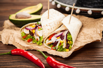 Tortilla with a mix of ingredients