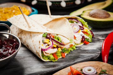 Tortilla with a mix of ingredients