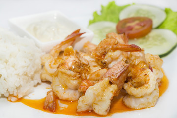prawns grilled with rice