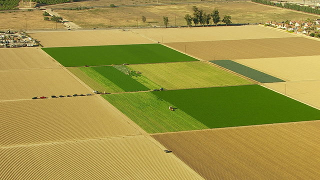 Agriculture, aerial shot of farmland