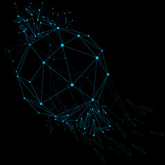Vector wireframe luminescent shine object with blue connected dots