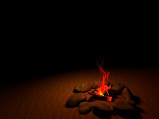3d fire at night