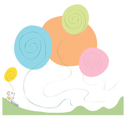 abstract rural landscape/abstract rural landscape with a small house and imagination