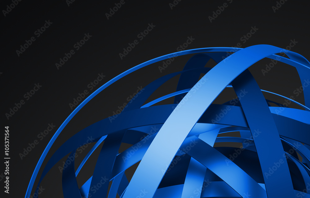 Poster abstract 3d rendering of sphere with rings in empty space. futuristic shape. surreal background.