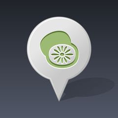 Kiwi pin map icon. Fruit vector illustration