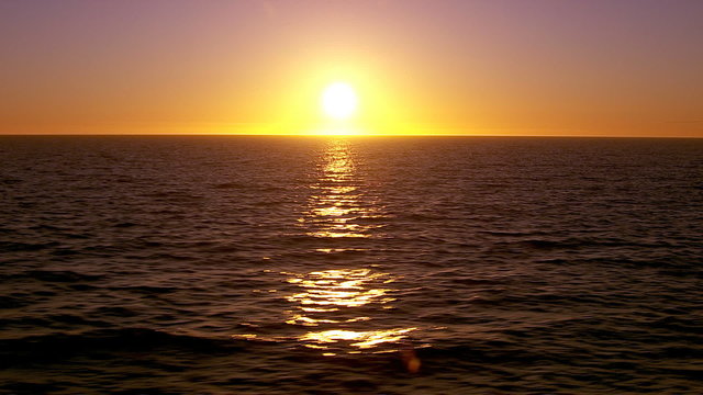 Aerial shot of sunset over Pacific Ocean, California