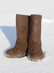 valenki on white snow