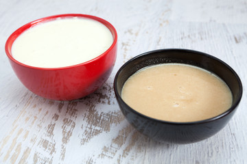 Condensed milk with sugar in bowl