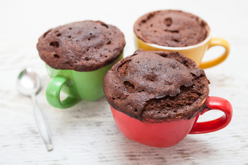 Warm chocolate cake in a mug