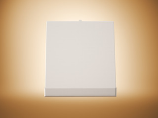 Empty white paper open pizza box on blank background. Horizontal mockup. 3d render