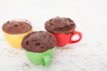 Warm chocolate cake in a mug