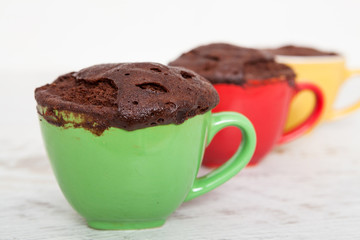 Warm chocolate cake in a mug